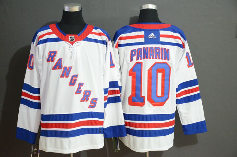 Men New York Rangers 10 Panarin White Adidas Stitched NHL Jersey